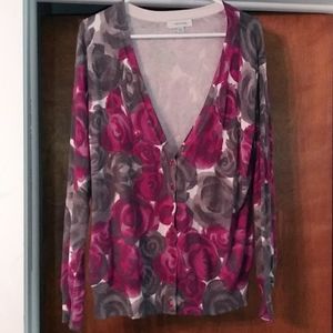 Purple and gray rose cardigan